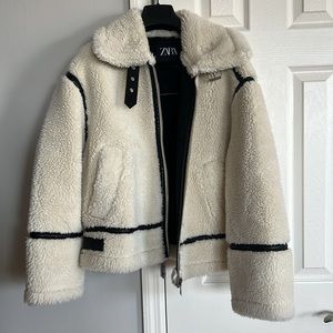 Zara faux fur biker jacket